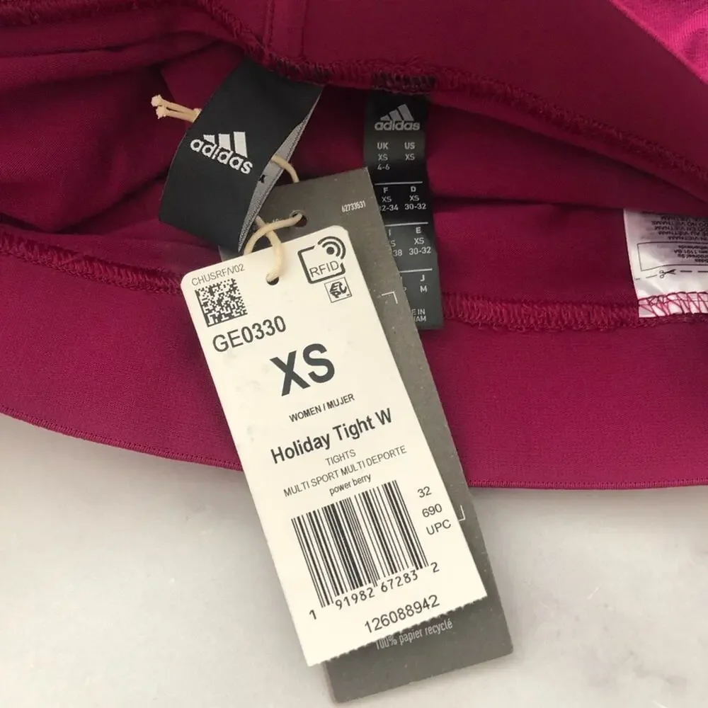 Adidas Holiday Tights Power Berry Fuchsia legging cotton blend